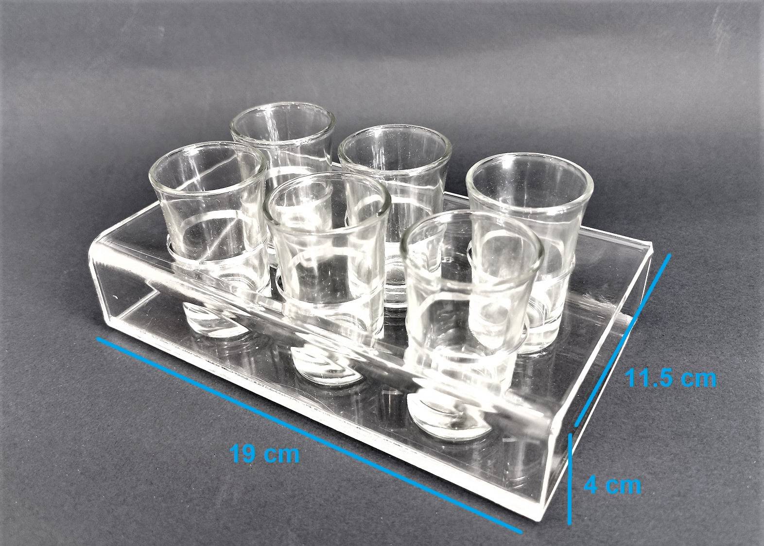 6 Hole Acrylic Shooter Tray (L) with 6 pcs Shot Glass 1.5 oz (45 ml) *1 Peg